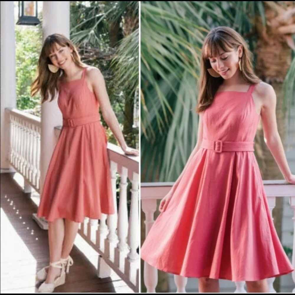 NWT Gal Meets Glam Rose Petite Linen Dress Size 00P